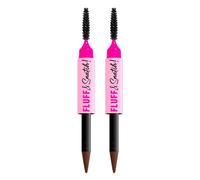 NYX Professional Makeup Fluff & Snatch Brow Powder Penna Sopracciglia Matte colore 06 Brunette con Doppio Applicatore Spugnetta e Pettinino Effetto Volumizzante Finish Opaco - 2 Penne Sopracciglia