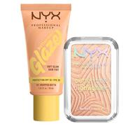 NYX Professional Makeup Fondotinta Buttermelt Glaze Colore 01 Whipped Butta SPF 30 Coprenza Modulabile 30ml + Illuminante Buttermelt Highlighter Colore 10 Glaze it Butta Finish Perlato 5g - Set da 2