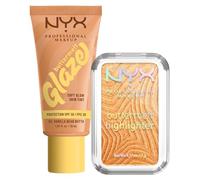 NYX Professional Makeup Fondotinta Buttermelt Glaze Colore 02 Vanilla Bean Butta SPF 30 Coprenza Modulabile 30ml + Illuminante Buttermelt Highlighter Colore 30 Butta Bling Finish Perlato 5g - Set da 2