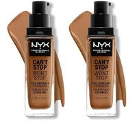 NYX Professional Makeup Fondotinta, Can't Stop Won't Stop Full Coverage Foundation, Lunga tenuta, Waterproof, Finish Matte, Tonalità: Almond (Confezione da 2)
