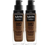 NYX Professional Makeup Fondotinta, Can't Stop Won't Stop Full Coverage Foundation, Lunga tenuta, Waterproof, Finish Matte, Tonalità: Cappuccino (Confezione da 2)