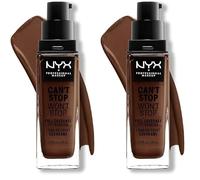 NYX Professional Makeup Fondotinta, Can't Stop Won't Stop Full Coverage Foundation, Lunga tenuta, Waterproof, Finish Matte, Tonalità: Warm walnut (Confezione da 2)