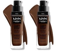 NYX Professional Makeup Fondotinta, Can't Stop Won't Stop Full Coverage Foundation, Lunga tenuta, Waterproof, Finish Matte, Tonalità: Deep espresso (Confezione da 2)