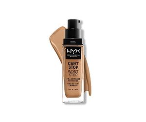 NYX Professional Makeup Fondotinta, Can't Stop Won't Stop Full Coverage Foundation, Lunga tenuta, Waterproof, Finish Matte, Tonalità: Camel