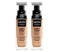 NYX Professional Makeup Fondotinta Can't Stop Won't Stop Tonalità 10 Buff Liquido Waterproof Lunga Tenuta 24h Finish Matte Leggero No Transfer e Ultra Pigmentato - 2 Fondotinta da 30ml