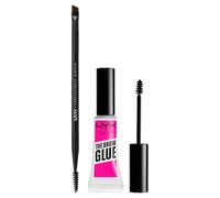 NYX Professional Makeup Gel Sopracciglia The Brow Glue Trasparente Tenuta 16H Effetto Laminazione + Pro Dual Brow Brush Pennello Sopracciglia con Setole Angolate e Pettinino - Set da 2