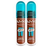 NYX Professional Makeup Lip I.V. Gloss Stain Idratante 2in1 Lipgloss e Tinta Labbra Applicatore a Goccia Formula Vegana con Vitamina B12 e Magnesio Tonalità 03 Splash N Spice - 2 Lipgloss da 5ml