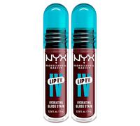 NYX Professional Makeup Lip I.V. Gloss Stain Idratante 2in1 Lipgloss e Tinta Labbra Applicatore a Goccia Formula Vegana con Vitamina B12 e Magnesio Tonalità 14 Mauve N' Moist - 2 Lipgloss da 5ml