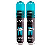 NYX Professional Makeup Lip I.V. Gloss Stain Idratante 2in1 Lipgloss e Tinta Labbra Applicatore a Goccia Formula Vegana con Vitamina B12 e Magnesio Tonalità 16 Grape Gushin' - 2 Lipgloss da 5ml