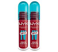 NYX Professional Makeup Lip I.V. Gloss Stain Idratante 2in1 Lipgloss e Tinta Labbra Applicatore a Goccia Formula Vegana con Vitamina B12 e Magnesio Tonalità 22 Cherry Drenched - 2 Lipgloss da 5ml