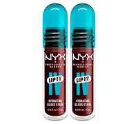 NYX Professional Makeup Lip I.V. Gloss Stain Idratante 2in1 Lipgloss e Tinta Labbra Applicatore a Goccia Formula Vegana con Vitamina B12 e Magnesio Tonalità 15 Water 'Bout Wine? - 2 Lipgloss da 5ml