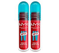 NYX Professional Makeup Lip I.V. Gloss Stain Idratante 2in1 Lipgloss e Tinta Labbra Applicatore a Goccia Formula Vegana con Vitamina B12 e Magnesio Tonalità 11 Red-y.Set.Wet - 2 Lipgloss da 5ml