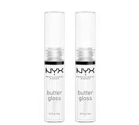 NYX Professional Makeup Lucidalabbra Trasparente, Non Appiccicoso, Pride Butter Gloss, Confezione da 2