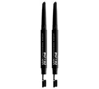 NYX Professional Makeup Matita Sopracciglia Fill & Fluff Colore 05 Ash Brown a Doppia Estremità Effetto Naturale e Pieno Riempie Definisce e Pettina Texture Cremosa Formula Vegana - 2 Matite