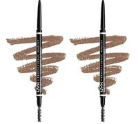 NYX Professional Makeup Matita sopracciglia, Micro Brow Pencil, Due lati con matita automatica e scovolino, Tonalità: Taupe (Confezione da 2)