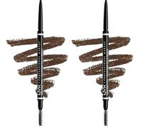 NYX Professional Makeup Matita sopracciglia, Micro Brow Pencil, Due lati con matita automatica e scovolino, Tonalità: Brunette (Confezione da 2)