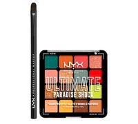 NYX Professional Makeup Palette Ombretti 16 Colori Altamente Pigmentati Ultimate Shadow 02 Paradise Shock + Pennello Occhi Piatto Pro Flat Detail - Set da 2