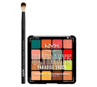 NYX Professional Makeup Palette Ombretti 16 Colori Altamente Pigmentati Ultimate Shadow 02 Paradise Shock + Pennello Occhi per Sfumature Pro Brush Blending - Set da 2