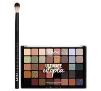 NYX Professional Makeup Palette Ombretti 40 Colori Altamente Pigmentati Ultimate Utopia Effetto Opaco Satinato Metallico + Pennello Occhi per Sfumature Pro Brush Blending - Set da 2