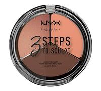 NYX Professional Makeup Palette Sculpting Viso 3 Steps to Sculpt, Palette Contouring, Illuminante e Blush, Nuance: Deep