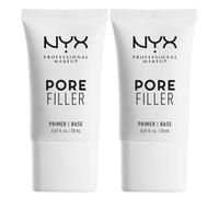 NYX Professional Makeup Primer Pore Filler Base Trucco 12h Finish Traslucido Uniforma Incarnato Minimizza Pori Linee Sottili Imperfezioni Formula Vegana con Vitamina E - 2 Flaconi da 20ml