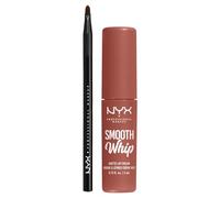 NYX Professional Makeup Rossetto Liquido Smooth Whip Tinta Labbra Matte Teddy Fluff con Burro di Karité Flacone da 4ml + Pennello Labbra Pro Brush Lip con Punta Sottile - Set da 2