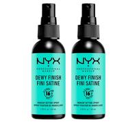 NYX Professional Makeup Spray Fissante Makeup Dewy Finish Lunga Tenuta 16h Effetto Luminoso Anti-Sbavature Formula Leggera No Transfer Vegana - 2 Flaconi da 60ml