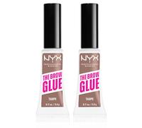 NYX Professional Makeup The Brow Glue Gel Sopracciglia Fissante Istantaneo Effetto Laminazione Tenuta 16h Tonalità Taupe - 2 Flaconi da 5g