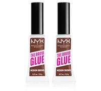NYX Professional Makeup The Brow Glue Gel Sopracciglia Fissante Istantaneo Effetto Laminazione Tenuta 16h Tonalità Medium Brown - 2 Flaconi da 5g