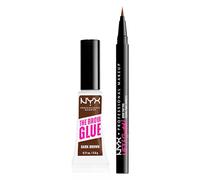 NYX Professional Makeup The Brow Glue Gel Sopracciglia Tonalità Dark Brown Istantaneo Effetto Laminazione 5g + Lift and Snatch Penna Sopracciglia No-Transfer Tenuta 16h Tonalità Brunette - Set da 2
