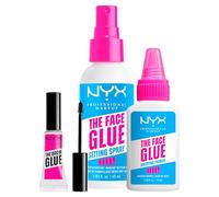 NYX Professional Makeup The Face Glue Setting Spray Fissante Trucco No Transfer Waterproof da 60ml + Gripping Primer Base Trucco Idratante da 35ml + The Brow Glue Gel Sopracciglia da 5ml - Set da 3