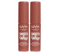 NYX Professional Makeup Tinta Labbra Smooth Whip Tonalità Teddy Fluff Finish Matte per Labbra Morbide Levigate Rossetto Liquido con Burro di Karité e Burro di Cacao - 2 Tinte Labbra da 4ml