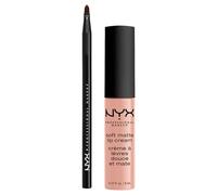 NYX Professional Makeup Tinta Labbra Soft Matte Lip Cream 16 Cairo Finish Opaco Texture Leggera Cremosa Pigmentata Flacone da 8ml + Pennello Labbra Pro Brush Lip con Punta Sottile - Set da 2
