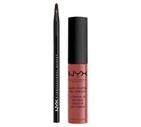 NYX Professional Makeup Tinta Labbra Soft Matte Lip Cream 32 Rome Finish Opaco Texture Leggera Cremosa Pigmentata Flacone da 8ml + Pennello Labbra Pro Brush Lip con Punta Sottile - Set da 2