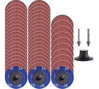 NYXCL 50 dischi a cambio rapido a grana 36 pezzi, dischi abrasivi A/O da 2 "con supporto da 1/4", rimozione della vernice ruggine, dischi di condizionamento superficiale