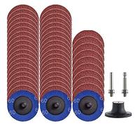 NYXCL Miroku 50 dischi a cambio rapido P60 da 2 pollici, dischi abrasivi A/O con supporto da 1/4", per smerigliatrice per superfici smerigliatrici, finitura lucida, rimozione della vernice