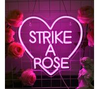 NYXEN Strike a Pose Insegna al neon 13,38 * 11,8 pollici a forma di cuore Luce rosa per camera da letto, soggiorno, dimmerabile, insegna alimentata tramite USB per influencer