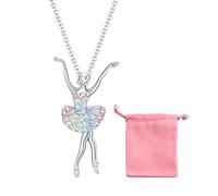 NyxSeat 1 collana stile ballerino, 1 sacchetto di immagazzinaggio gioielli collana bambini ciondolo cristallo fata regalo di compleanno ragazza metallo, Metallo