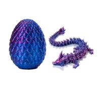 NyxSeat 1 drago stampato 3D con 1 uovo di drago, set di uova di drago, giocattolo da scrivania con drago di cristallo completamente mobile, giocattolo da scrivania (viola)
