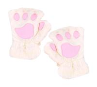 NyxSeat 1 paio di guanti per bambini a forma di zampa di gatto, guanti invernali da ragazza, in peluche, guanti senza dita, antivento, guanti caldi e spessi per gatti (bianco), bianco, Taglia unica