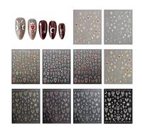 NyxSeat 10 adesivi per unghie a forma di stella, in lamina dorata, per nail art, decorazione per unghie a mano, adatti per fai da te