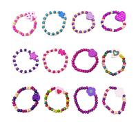 NyxSeat 12 braccialetti per bambini ragazze bracciali in legno gioielli per bambini bracciali in perline per ragazze set di gioielli per bambini regali di festa per bambini (multicolore, tutti, toutes