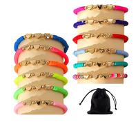 NyxSeat 12 bracciali a forma di cuore, 1 borsa portaoggetti, bracciali per ragazze, braccialetti dell'amicizia, braccialetti colorati per bambini, bracciali regolabili per donne e ragazze, Porcellana