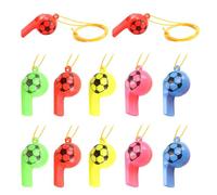 NyxSeat 12 pipe da calcio, fischietto in plastica, per bambini, fischietto giocattolo, fischietto sportivo, fischietto da calcio, allenamento per bambini, fischietto sportivo con cordino da collo