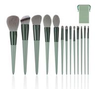 NyxSeat 13 pennelli da trucco, 1 sacchetto di velluto, set professionale di pennelli da trucco, setole sintetiche di alta qualità, strumenti di bellezza con setole morbide per trucco e bellezza (verde