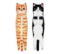 NyxSeat 2 asciugamani per gatti, personalizzati e interessanti, asciugamani da appendere, morbidi e assorbenti, decorazione da bagno e cucina, regalo per gli amanti dei gatti