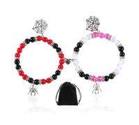 NyxSeat 2 bracciali con ragno con 1 custodia nera per coppia, braccialetti magnetici, braccialetti per ragnatela, braccialetti magnetici, braccialetti per ragnatela, braccialetti di perle, Pelle