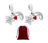 NyxSeat 2 ciondoli da donna con 1 sacchetto di velluto rosso, accessorio per braccialetto a forma di stella, charm femminile, charm personalizzato, Acciaio inossidabile