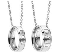 NyxSeat 2 collane ad anelli, regali personalizzati per genitori, regali personalizzati per uomini, regali di compleanno per mamma, regali per papà, catena ad anelli in acciaio inox, collana con