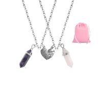 NyxSeat 2 collane dell'amicizia con cristalli esagonali, da donna, per donne e amici, pietra artificiale